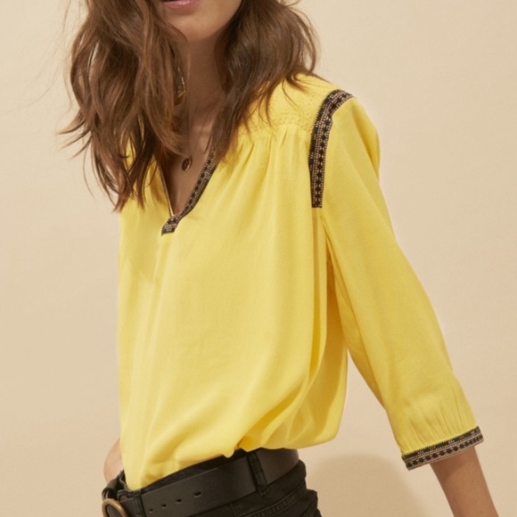 Ba&sh Cime Lady Top Embroidered Bohemian FR Size 2, US Medium - Picture 2 of 14